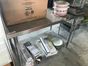 lot 273 image: Stainless Steel Prep Table, 2 Shelves (W48 x D30 x H33 approx.), Contents not included