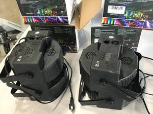 lot 328 image: DMX or Remote 4- 7 LEDs, 4 - Unknown Brad 36 LED PARS, DMX or Static
