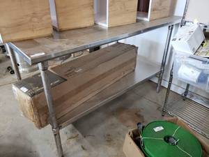 lot 369 image: Stainless Steel Prep Table, 2 Shelves, (W60 x D36 x H36 approx.) Shelf Only, contents not included