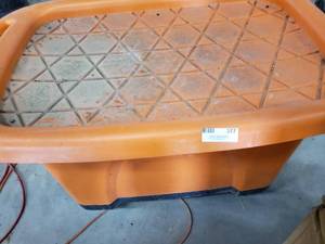 lot 377 image: Orange Carbon Stain Removal Dip Tank on Wheels, 40 Gallon