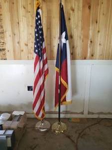 lot 394 image: US Flag and Texas Flag with Stand Holders