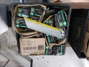 lot 411 image: Metabo 2 12 Finish Nails, 15 GA Item# 14318HPT, 3000 Nails per Box, 4 Boxes per Case, 3 Cases  2 Boxes, 1 Open Box