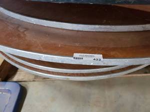 lot 422 image: 4 -  Wood Round Folding Tables with Metal Edge, 1 - 60, 3 - 48