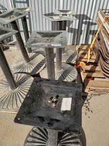 lot 439 image: 4 Metal Base Bistro Tables, Table Tops Not Attached (Pick 4 Tops from Lot 444, 48 Round)
