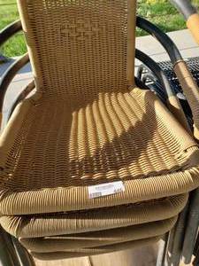 lot 446 image: 4 Black and Brown Plastic Wicker Look Chairs