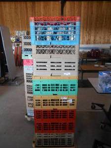 lot 427 image: 8 Dishwasher Trays and Cart with Misc. Glasses