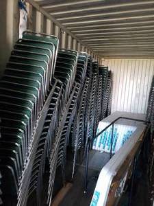 lot 460 image: Stack of 20 Upholstered Green Chairs ( In Container, Pick A Stack)