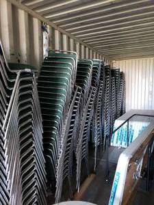 lot 459 image: Stack of 20 Upholstered Green Chairs ( In Container, Pick A Stack)