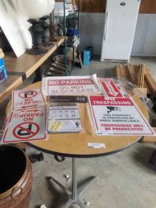 lot 193 image: Lot of Signs No Parking, Restroom pkg., Fire Extinguisher, No Trespassing