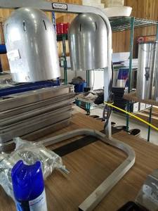 lot 216 image: Nemco Dual Heat Lamp Stand, Set of 5 Caster Wheels (38 threaded)