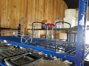lot 222 image: 2- Food Display Racks, 2- Dinner Plate Holders