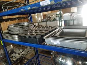 lot 223 image: Baking Lot 6 Baking Sheets, 13 Cake Pans, 10 Muffin Tins, 4 Wire Racks, 1 Serving Tray