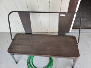 lot 509 image: Metal and Wood Brown Outdoor Love Seat 40 x 18 x 32T