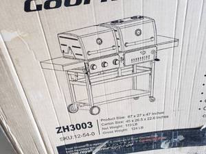 lot 125 image: Royal Gourmet Durable 3-Burner GasCharcoal Combo Grill, Model ZH3003, unopened in box