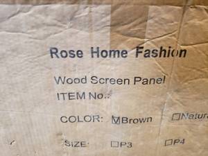 lot 143 image: Rose Home Fashion Wood Screen Privacy Panel Wall in original box