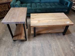 lot 136 image: Coffee Table with matching Side Table (Coffee- W 42 x D 24 x H 18, side- W 27 x D 17 x H 27.5 approx.)