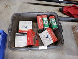 lot 364 image: Tote of Wax Rings for Toilet Bowl Install, 8 Total