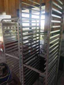lot 258 image: Wheeled Prep Serving Tray Ladder Racks (2 Total)