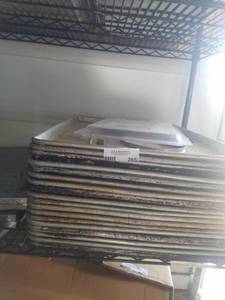 lot 265 image: 18 Baking Sheets, 2 Chafing Buffet Stands, Misc. Lids