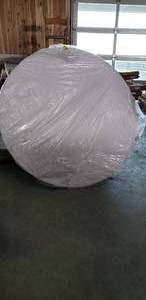 lot 298 image: Lancaster Table and Seating, 60 Round Blow Mold Folding Table, White and Grey