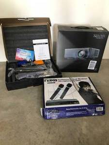 lot 339 image: 2 Sets Wireless Mics 1 - Shows 900 mhz range, other unknown range, LED Video Projector, Native 1080P, Yaber Projector