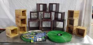 lot 356 image: Element Sprinkler and Soaker in One Garden Hose (50ft, 2 total), Wood Box Dcor