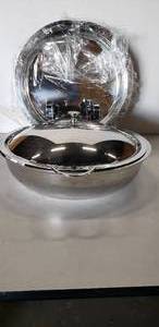 lot 529 image: Spring Switzerland Round Chafing Dish with 5 total server inserts ( matches Lot # 253)