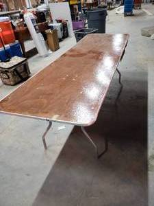 lot 471 image: Wood Rectangle Folding Table 30 x 96 Folding Legs
