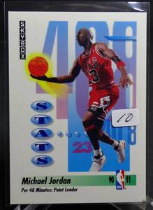lot 10 image: MICHAEL JORDAN 1991-92 SkyBox Stats #307 Chicago Bulls (grade 10 value - $80