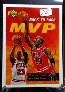 lot 22 image: 1992-93 Upper Deck Back To Back MVP Michael Jordan Chicago Bulls #67 - well centered