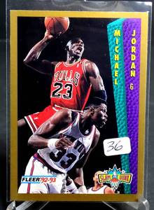 lot 36 image: 1992-93 Fleer Slam Dunk Michael Jordan #273, Chicago Bulls, HOF - great card