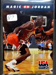 lot 87 image: Michael Jordan 1992 Skybox USA Basketball Magic on Jordan #105 Chicago Bulls