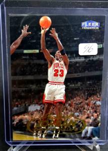 lot 96 image: Michael Jordan 1998 Fleer Tradition #23 Bulls Its MJ Very Very Nice