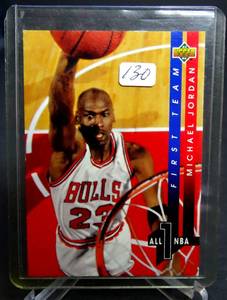 lot 130 image: 1993-1994 Upper Deck Basketball Michael Jordan First Team All NBA Bulls #AN4