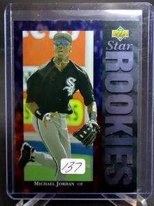 lot 137 image: MICHAEL JORDAN ROOKIE CARD Upper Deck Star Rookies BASEBALL $$ RC Foil RED HOT