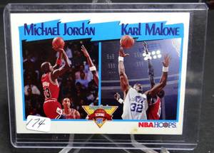 lot 174 image: Michael JordanKarl Malone 1991 NBA Hoops League Leaders Card #306 Scoring