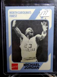 lot 177 image: 1989 MICHAEL JORDAN - North Carolinas Finest COKE Basketball Card - # 65 GOAT