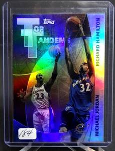 lot 184 image: 2002-03 Topps Top Tandems Michael Jordan Richard Hamilton TT6 Insert Sick Shine
