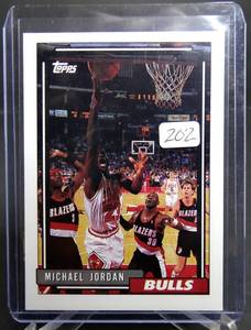 lot 202 image: Michael Jordan 1992-93 Topps Base #141 Iconic Basketball Card- WELL CENTERED