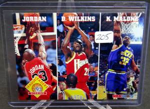 lot 205 image: 1993 NBA Hoops Scoring Leaders w Wilkins Malone Michael Jordan #283