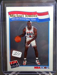 lot 211 image: 1992 NBA Hoops USA Basketball Michael Jordan #55, Chicago Bulls, HOF