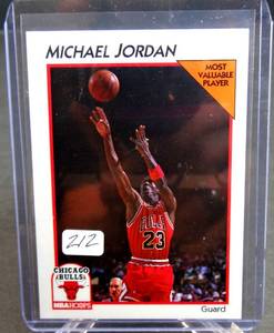 lot 212 image: MICHAEL JORDAN 1991-1992 NBA Hoops MOST VALUABLE PLAYER #5 CHICAGO BULLS MVP HOF