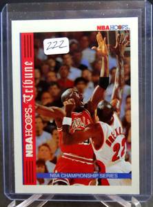 lot 222 image: 1992-93 Hoops MICHAEL JORDAN #TR1 NBA Championship Insert Chicago Bulls