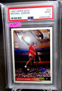lot 235 image: 1992-93 Upper Deck #23 Michael Jordan Chicago Bulls HOF PSA 9 MINT
