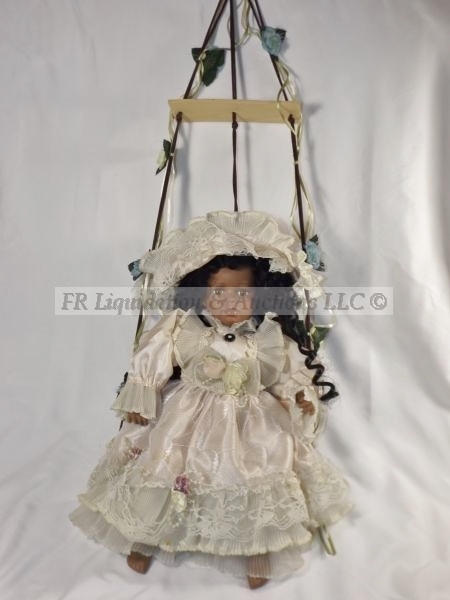 cathay collection porcelain doll on swing