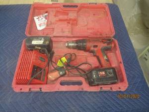 lot 341 image: MILWAUKEE HEAVY DUTY DRILL WITH 2- BATTERY CHARGERS AND CARRY CASE&nbsp