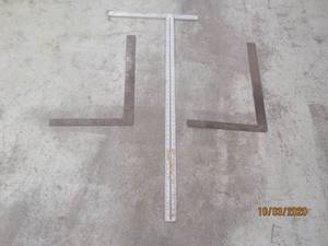 lot 383 image: 2 FRAMING SQUARE AND A T SQUARE RULERS