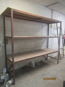lot 455 image: STEEL 3 SHELF SHELVING UNIT&nbsp&nbsp88L X 27W X 77 H&nbsp