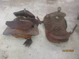 lot 495 image: 2 SADDLES 1 APPEAR TO NEED WORK