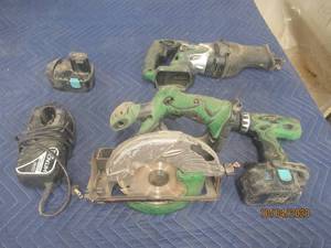 lot 507 image: 5 PC HITACHI CORDLESS TOOLS